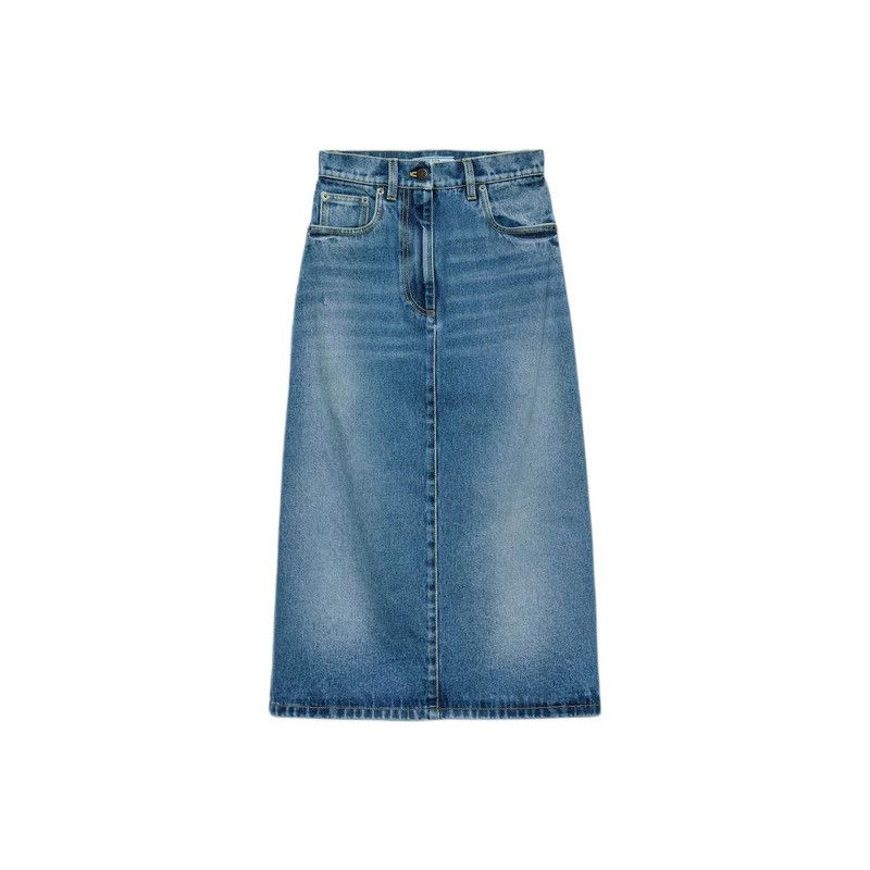 Prada Prada Blue Flared Denim Long Skirt Size US 38 / EU 54 - 5 Thumbnail