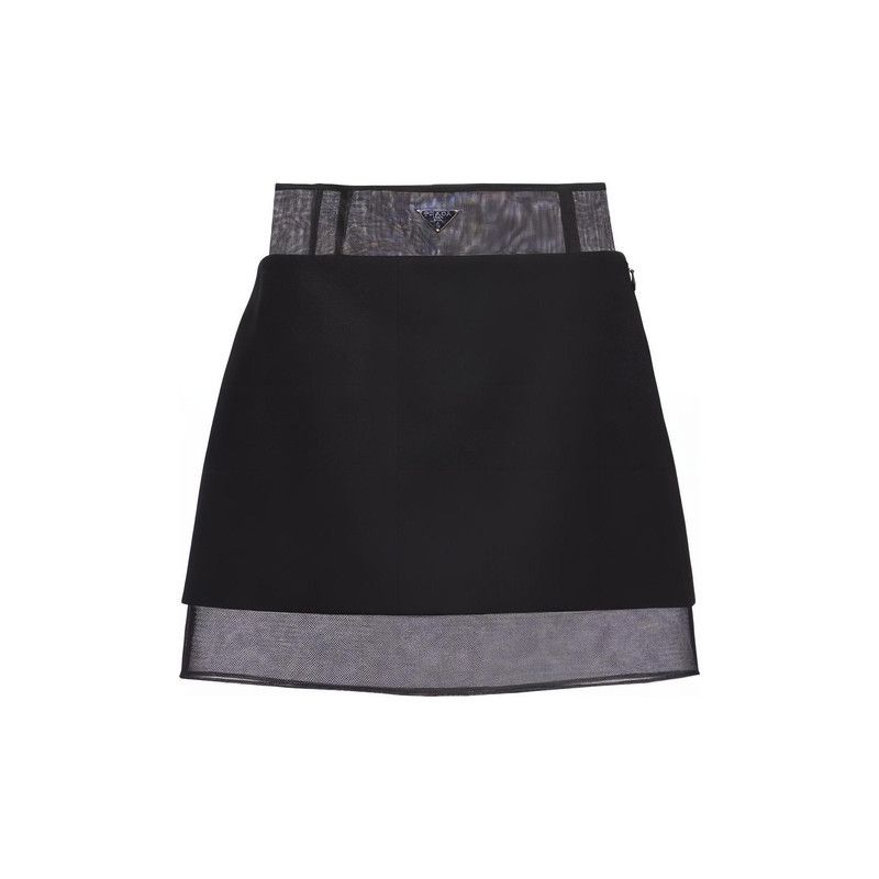 Prada Prada Black Wool Mini Skirt with Layered Design Size US 38 / EU 54 - 2 Thumbnail