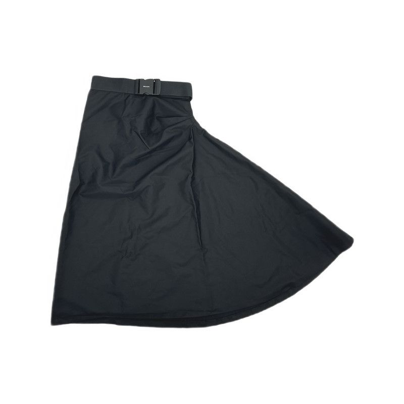 Prada Prada SS21 Black Recycled Nylon Midi Skirt Size US 38 / EU 54 - 3 Thumbnail