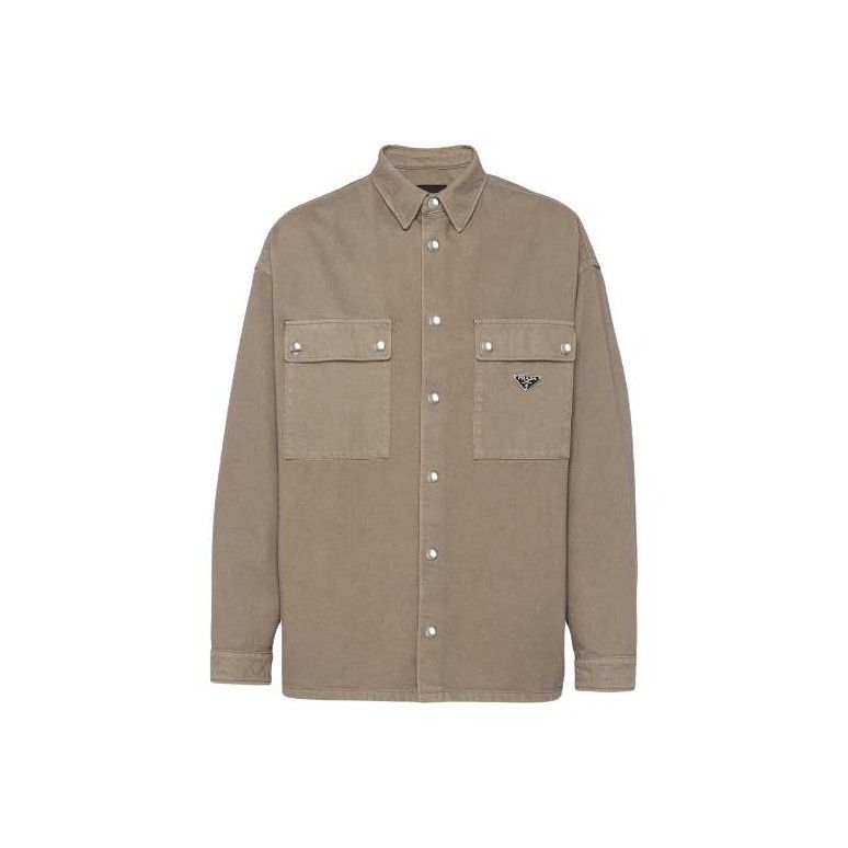 Prada Prada Khaki Denim Long Sleeve Shirt for Men Size US M / EU 48-50 / 2 - 3 Thumbnail