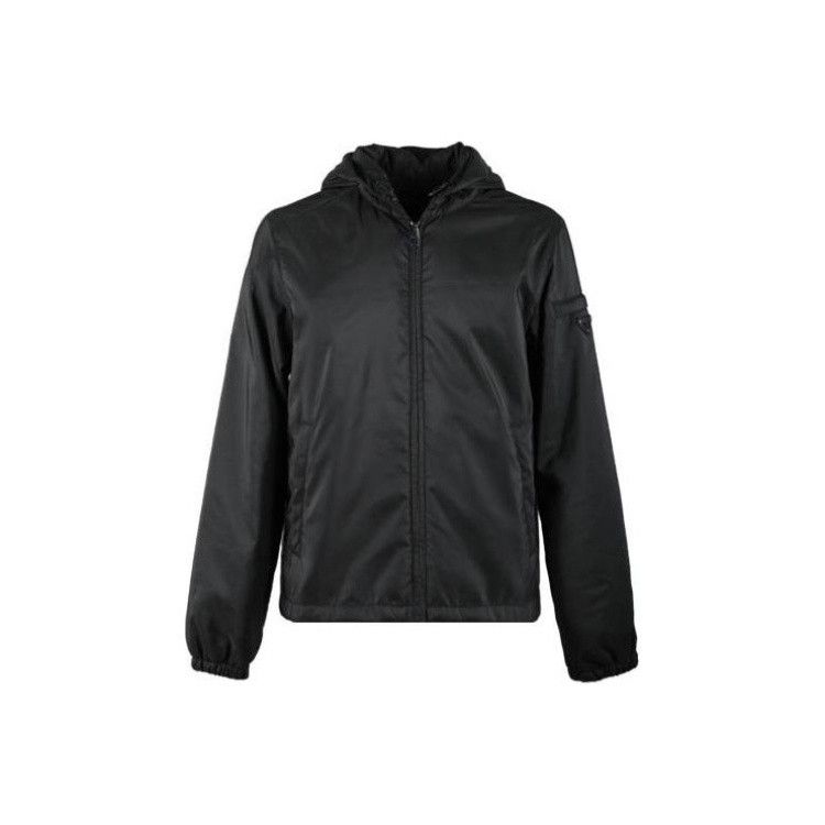 Prada Prada Black Logo Print Zipper Hooded Jacket Size US M / EU 48-50 / 2 - 2 Thumbnail