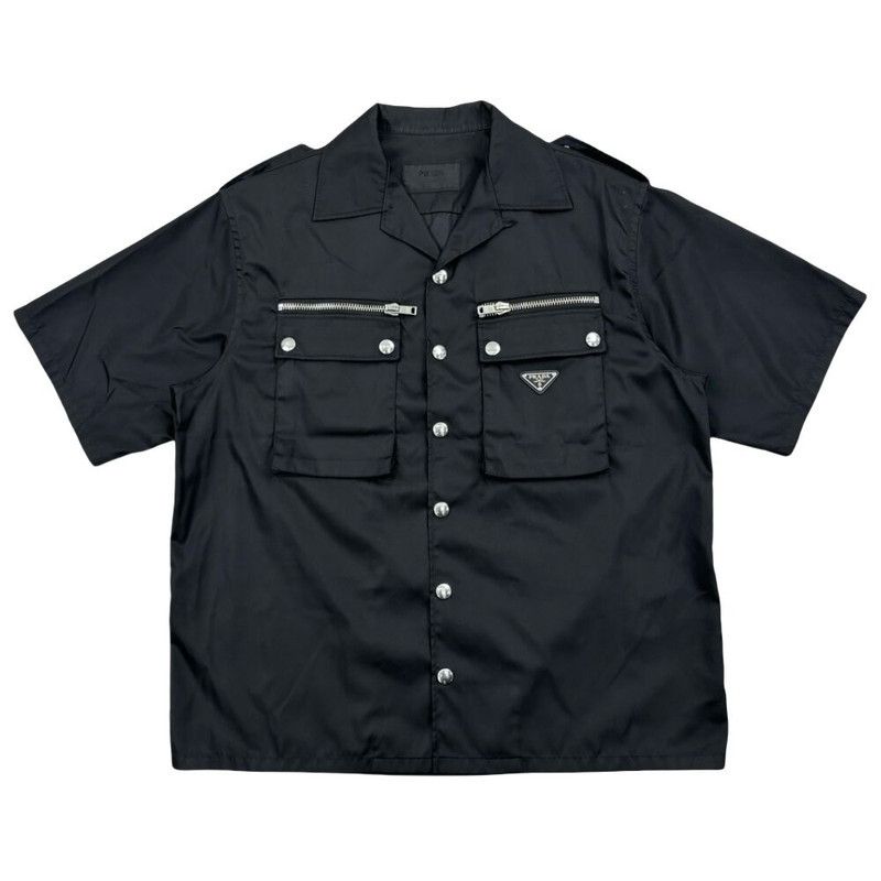 Prada Prada Black Logo Nylon Short Sleeve Shirt Size US M / EU 48-50 / 2 - 6 Thumbnail