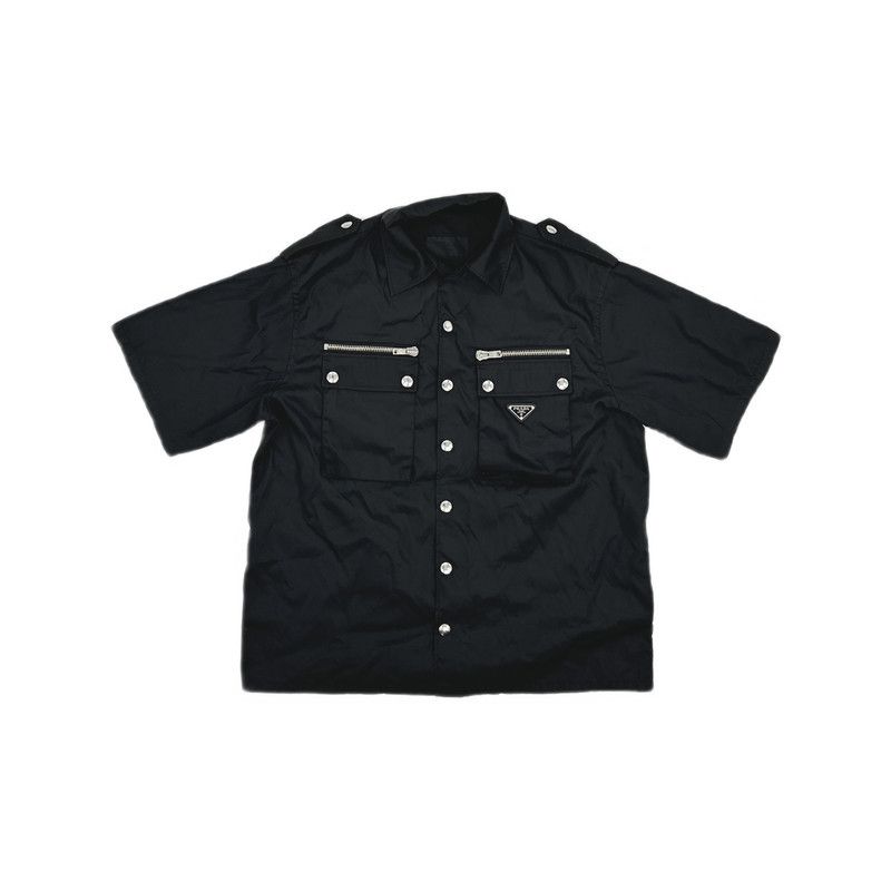 Prada Prada Black Logo Nylon Short Sleeve Shirt Size US M / EU 48-50 / 2 - 12 Thumbnail