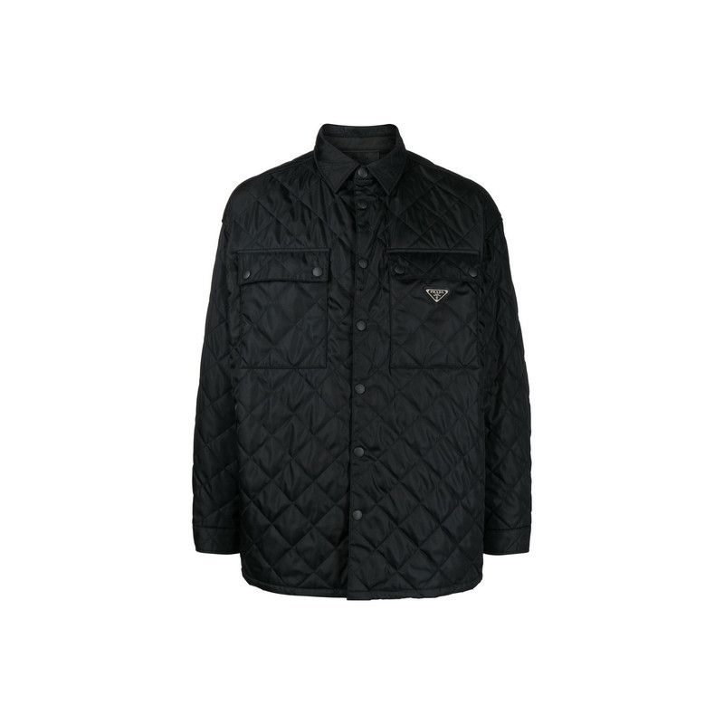 Prada Black Logo Quilted Jacket for Men