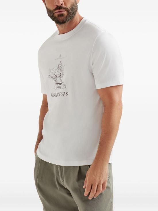 Brunello Cucinelli BRUNELLO CUCINELLI Men T-Shirts M0B138485 CC770 White Size US L / EU 52-54 / 3 - 7 Thumbnail