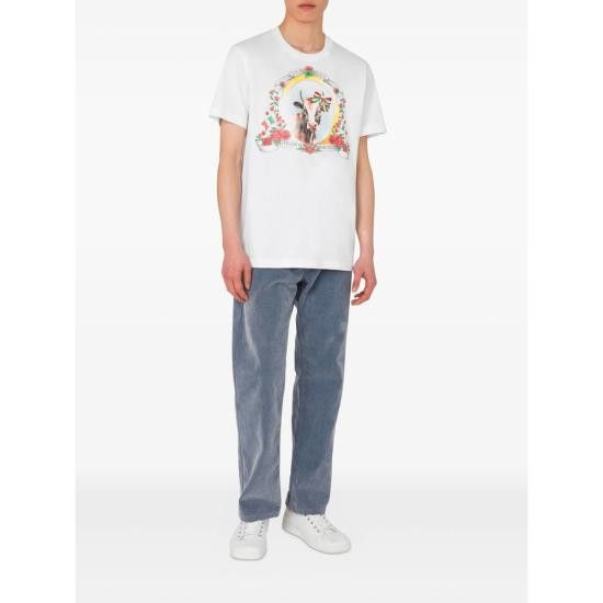 Moschino MOSCHINO Men T-Shirts 5241 A0707 1001 WHITE Size US XXL / EU 58 / 5 - 2 Thumbnail