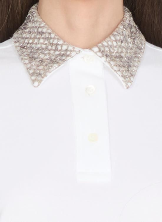 Brunello Cucinelli BRUNELLO CUCINELLI Women Polo Shirts M0T63HH505 C6159 White Size M / US 6-8 / IT 42-44 - 4 Thumbnail