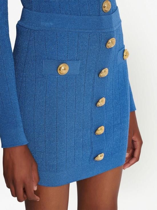 Balmain BALMAIN Women Mid Skirts AF0LB290 KB076KF Blue Size 27" / US 4 / IT 40 - 6 Thumbnail
