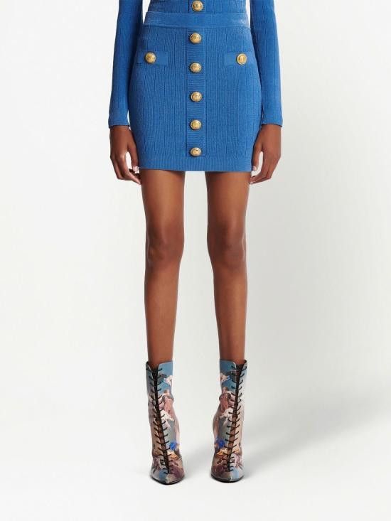 Balmain BALMAIN Women Mid Skirts AF0LB290 KB076KF Blue Size 27" / US 4 / IT 40 - 7 Thumbnail