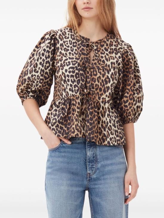 Ganni GANNI Women Shirts F9116 943 Brown Size XS / US 0-2 / IT 36-38 - 5 Thumbnail