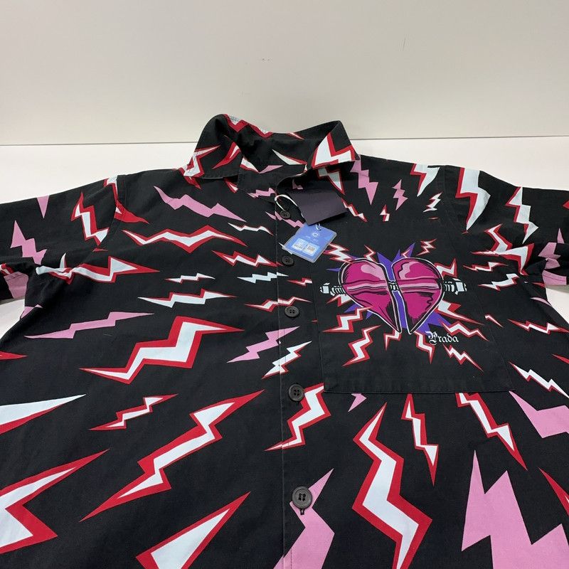 Prada Prada Lightning Print Short Sleeve Shirt Size US M / EU 48-50 / 2 - 3 Thumbnail