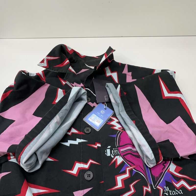 Prada Prada Lightning Print Short Sleeve Shirt Size US M / EU 48-50 / 2 - 4 Thumbnail