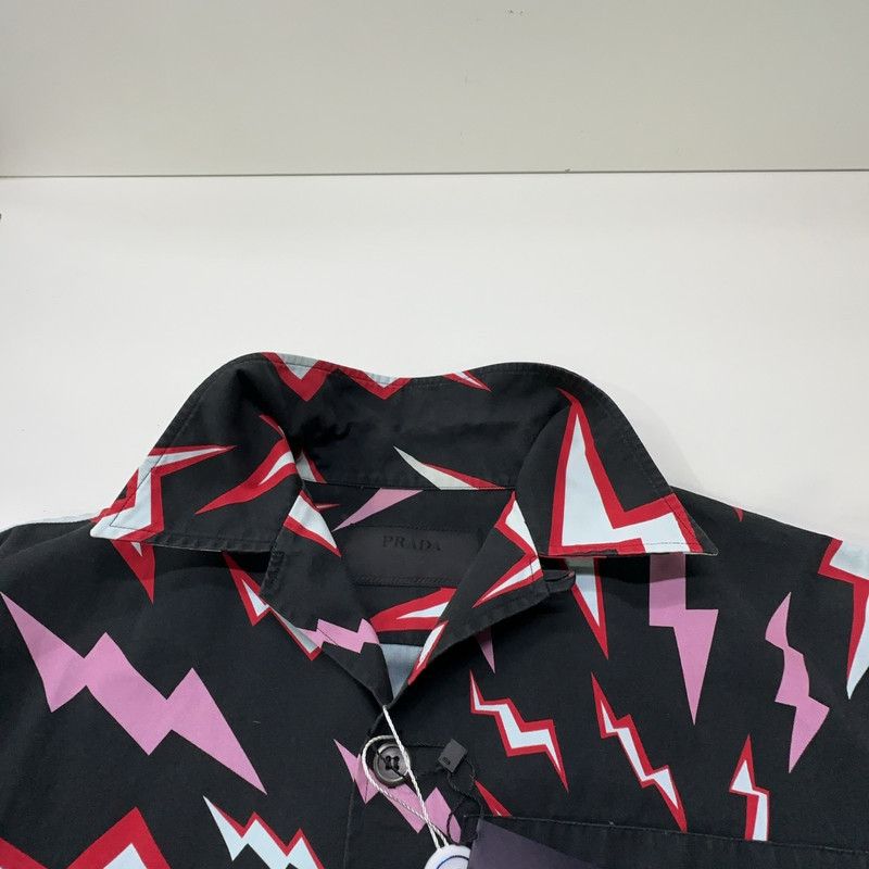 Prada Prada Lightning Print Short Sleeve Shirt Size US M / EU 48-50 / 2 - 2 Thumbnail