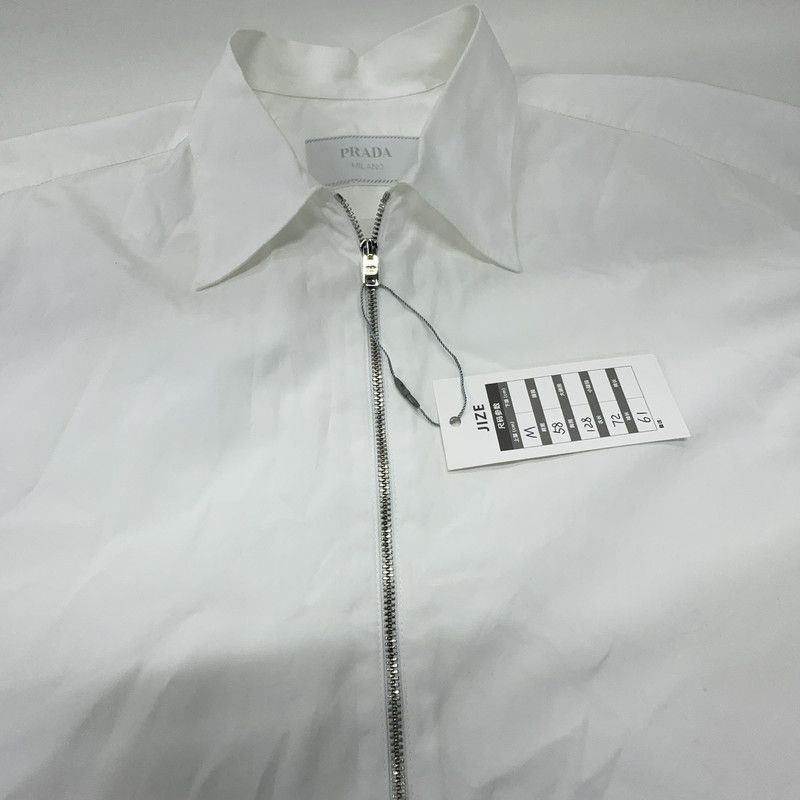 Prada Prada White Metal Triangle Zip Shirt Size US M / EU 48-50 / 2 - 9 Thumbnail