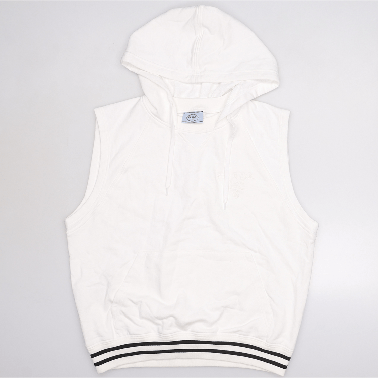 Prada Prada White Sleeveless Hoodie with Drawstring Size US XS / EU 42 / 0 - 2 Thumbnail