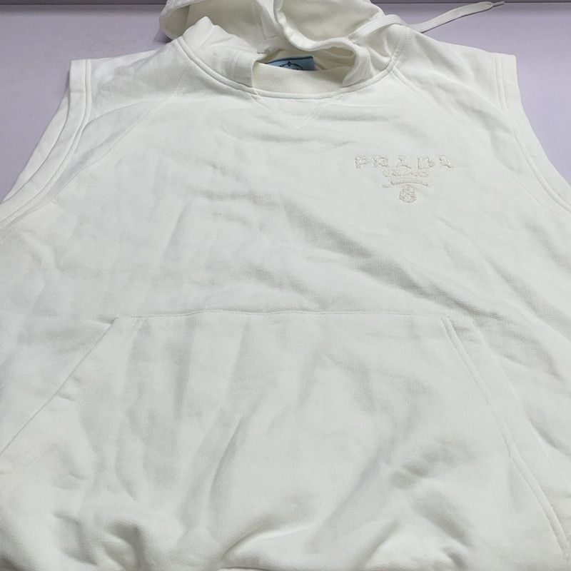 Prada Prada White Sleeveless Hoodie with Drawstring Size US XS / EU 42 / 0 - 5 Thumbnail