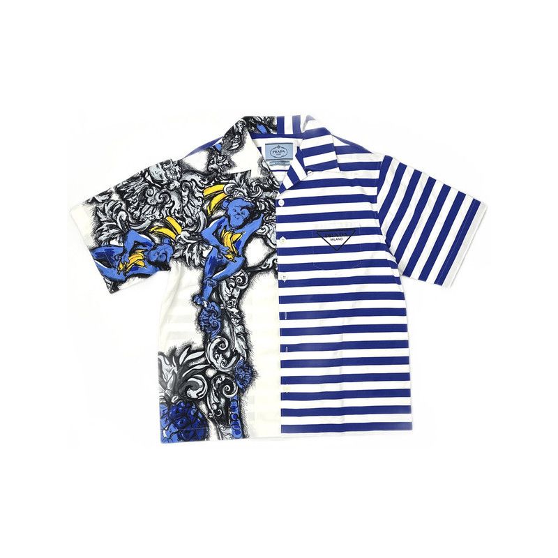 Prada Prada Blue Cartoon Print Short Sleeve Shirt Size US M / EU 48-50 / 2 - 4 Thumbnail