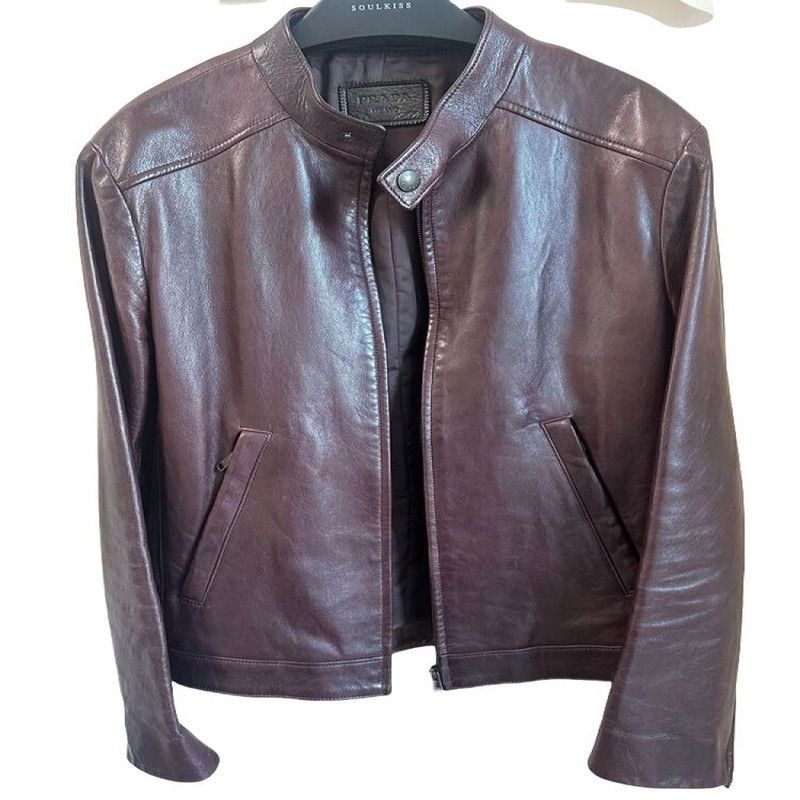Prada Prada Brown Leather Jacket for Men Size US M / EU 48-50 / 2 - 7 Thumbnail