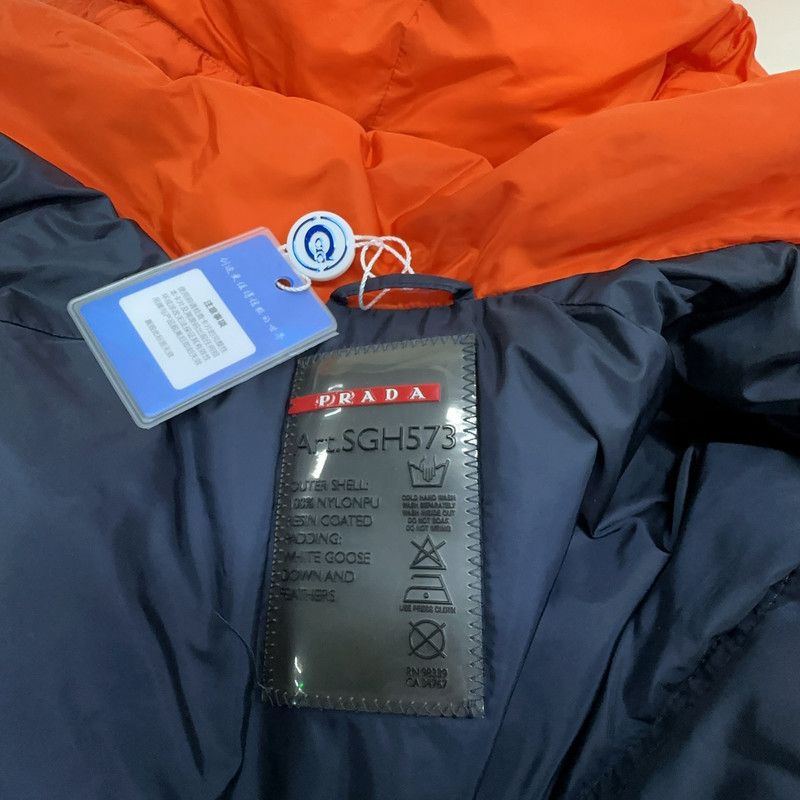 Prada Prada Orange Glossy Triangle Logo Down Jacket Size US XL / EU 56 / 4 - 16 Thumbnail
