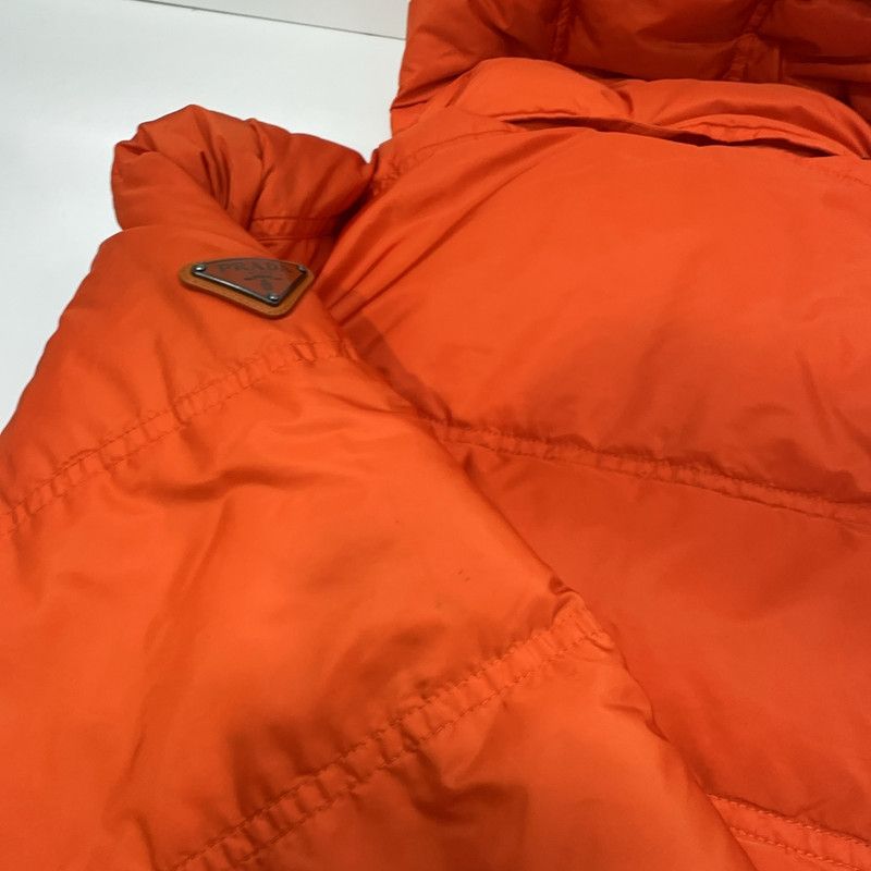 Prada Prada Orange Glossy Triangle Logo Down Jacket Size US XL / EU 56 / 4 - 11 Thumbnail