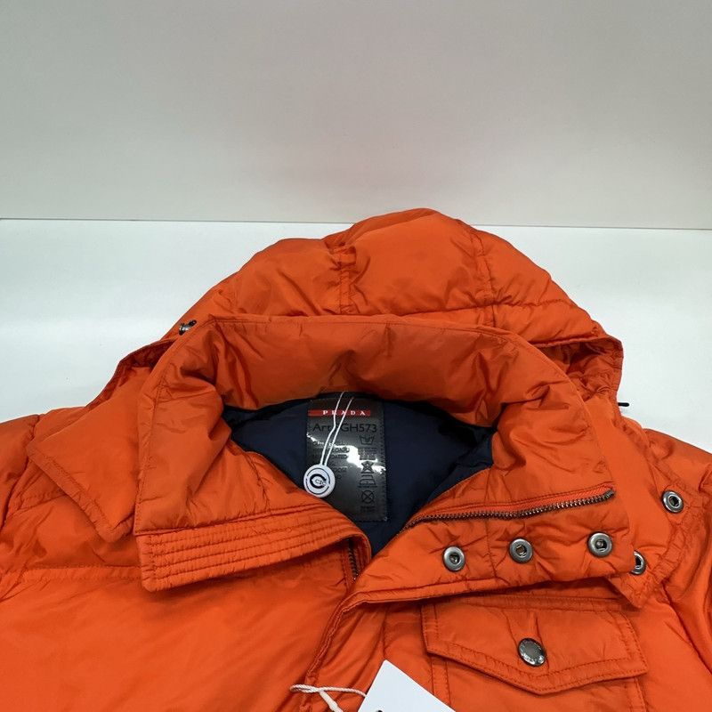Prada Prada Orange Glossy Triangle Logo Down Jacket Size US XL / EU 56 / 4 - 3 Thumbnail