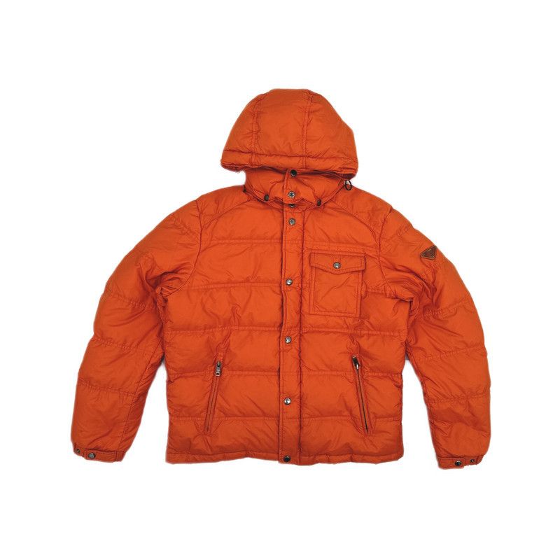 Prada Prada Orange Glossy Triangle Logo Down Jacket Size US XL / EU 56 / 4 - 18 Thumbnail