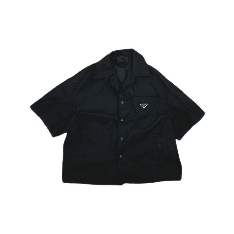 Prada PRADA Black Logo Oversized Short Sleeve Shirt Size US M / EU 48-50 / 2 - 8 Thumbnail