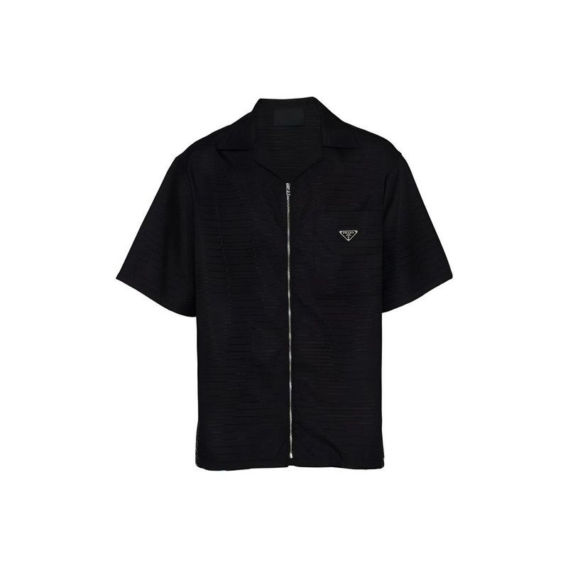 Prada Prada Black Short Sleeve Zip-Up Shirt Size US M / EU 48-50 / 2 - 4 Thumbnail