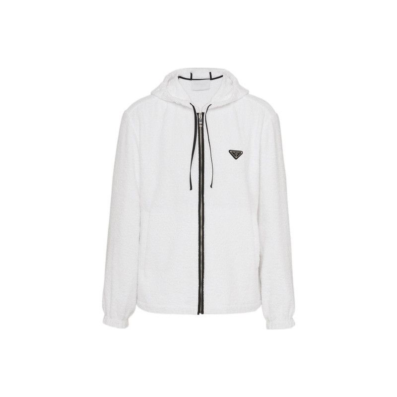 Prada Prada SS22 White Logo Zip Hoodie Jacket Size US XL / EU 56 / 4 - 3 Thumbnail