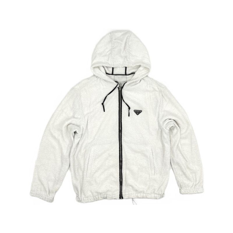 Prada Prada SS22 White Logo Zip Hoodie Jacket Size US XL / EU 56 / 4 - 7 Thumbnail