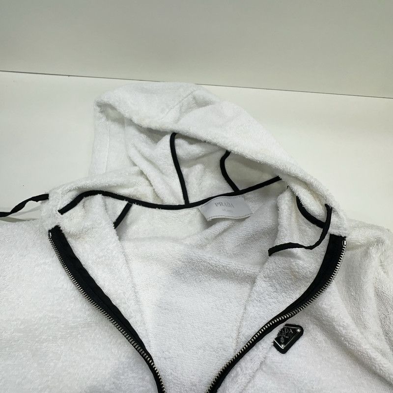 Prada Prada SS22 White Logo Zip Hoodie Jacket Size US XL / EU 56 / 4 - 11 Thumbnail