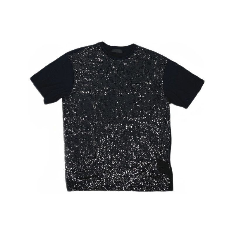 Prada Prada SS22 Black Sequin Short Sleeve T-shirt Size US S / EU 44-46 / 1 - 4 Thumbnail