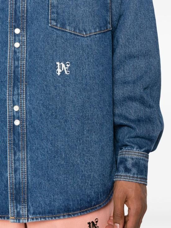 Palm Angels PALM ANGELS Men Long Tops PMYD023R24DEN002 4001 Blue Size US M / EU 48-50 / 2 - 3 Thumbnail