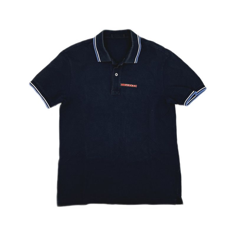 Prada Prada Navy Stripe Logo Polo Shirt Size US M / EU 48-50 / 2 - 5 Thumbnail