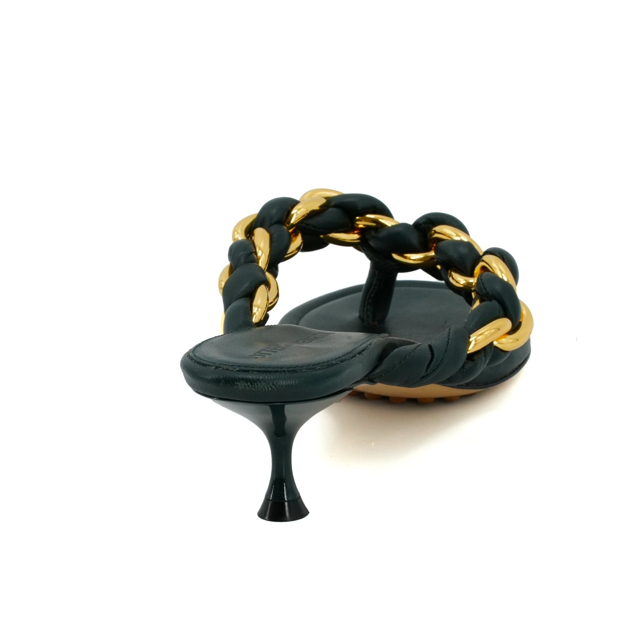 Bottega Veneta BOTTEGA VENETA - Bottega Veneta heeled sandals in green leather (T36) Size US 5 / IT 35 - 3 Thumbnail