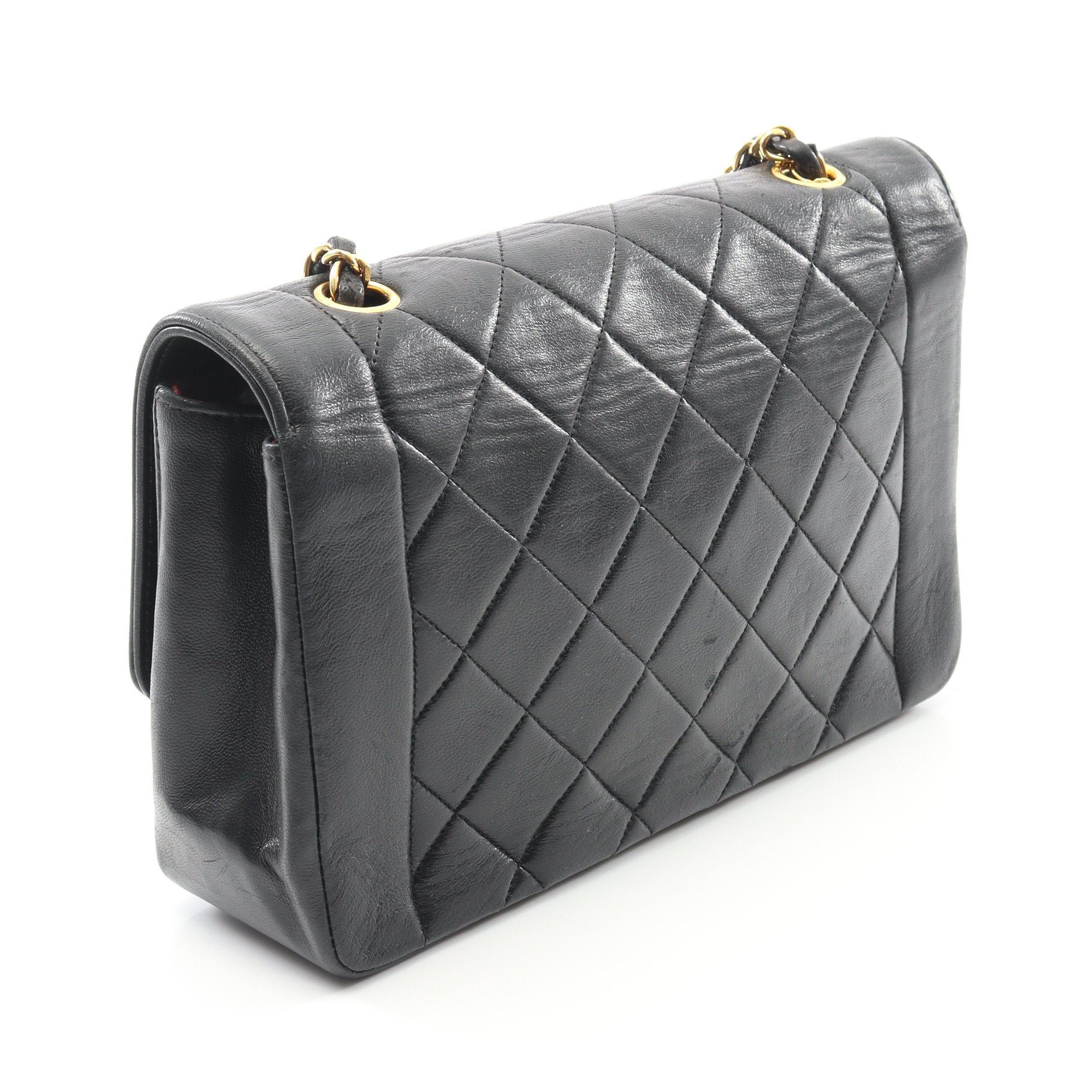 Chanel Chanel Matelasse Diana Flap Chain Shoulder Bag Lambskin Black Gold Hardware Size ONE SIZE - 2 Thumbnail