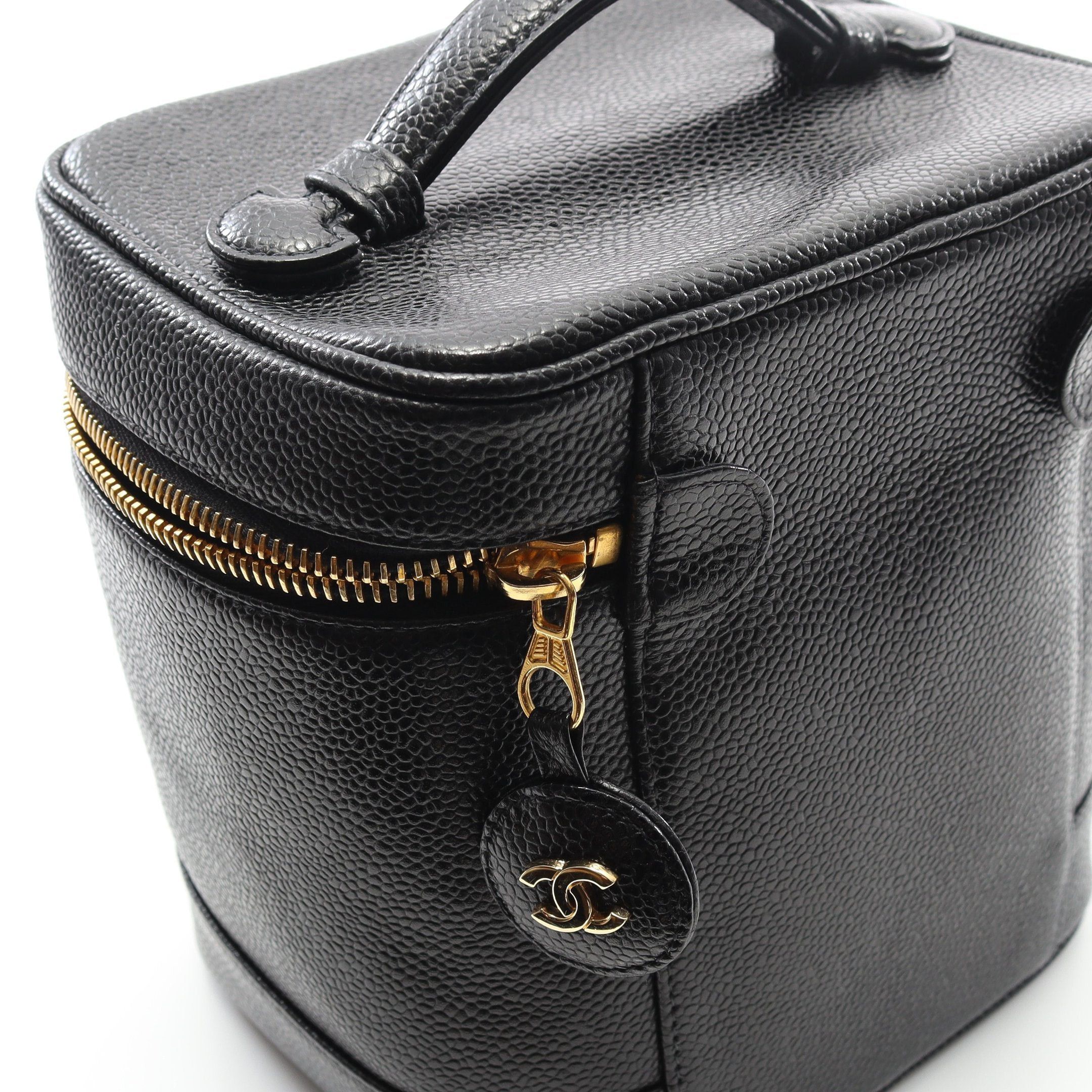 Chanel Chanel Coco Mark Handbag Vanity Bag Caviar Skin Black Gold Hardware Size ONE SIZE - 8 Thumbnail