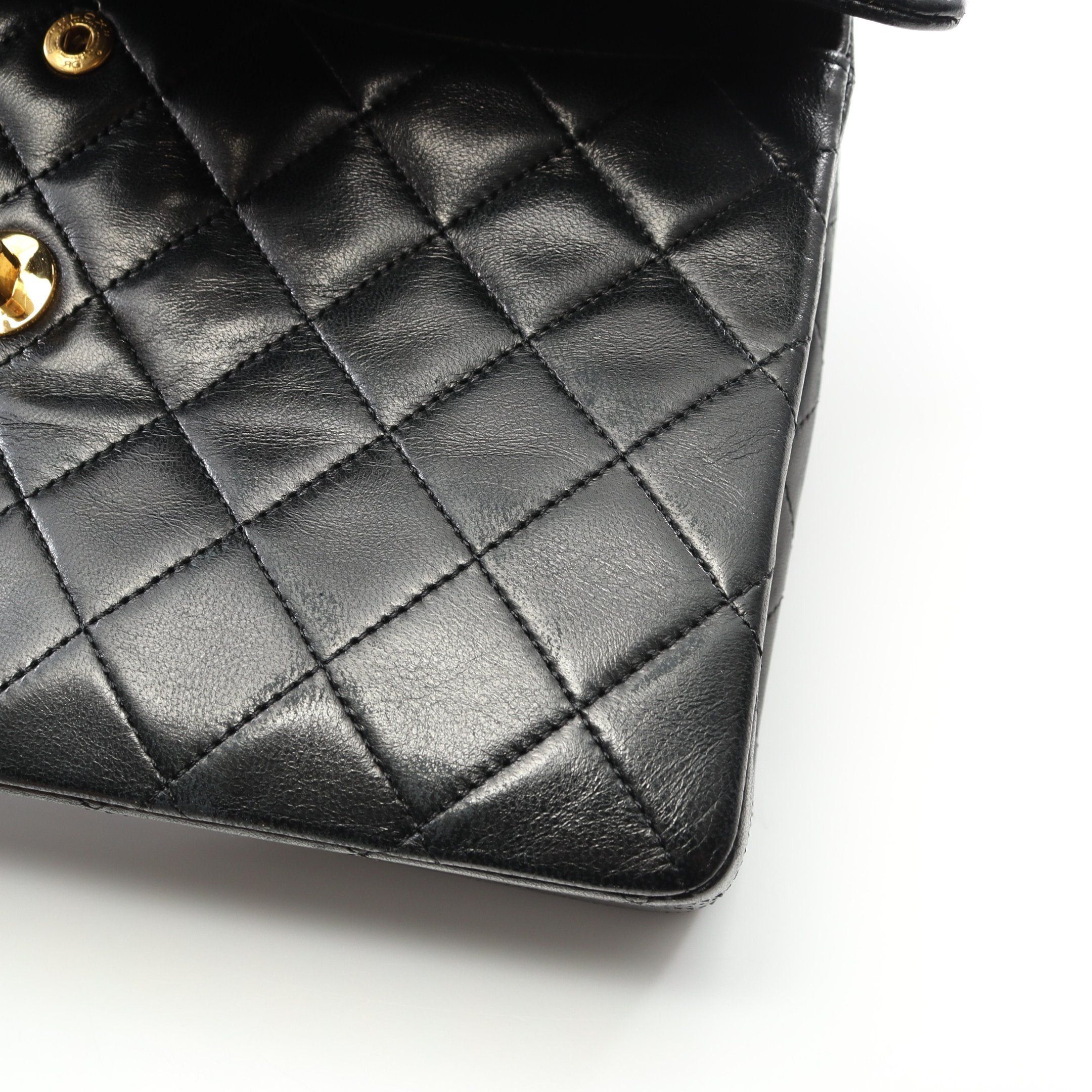 Chanel Chanel Matelasse Double Flap Chain Shoulder Bag Lambskin Black Gold Hardware Size ONE SIZE - 9 Thumbnail