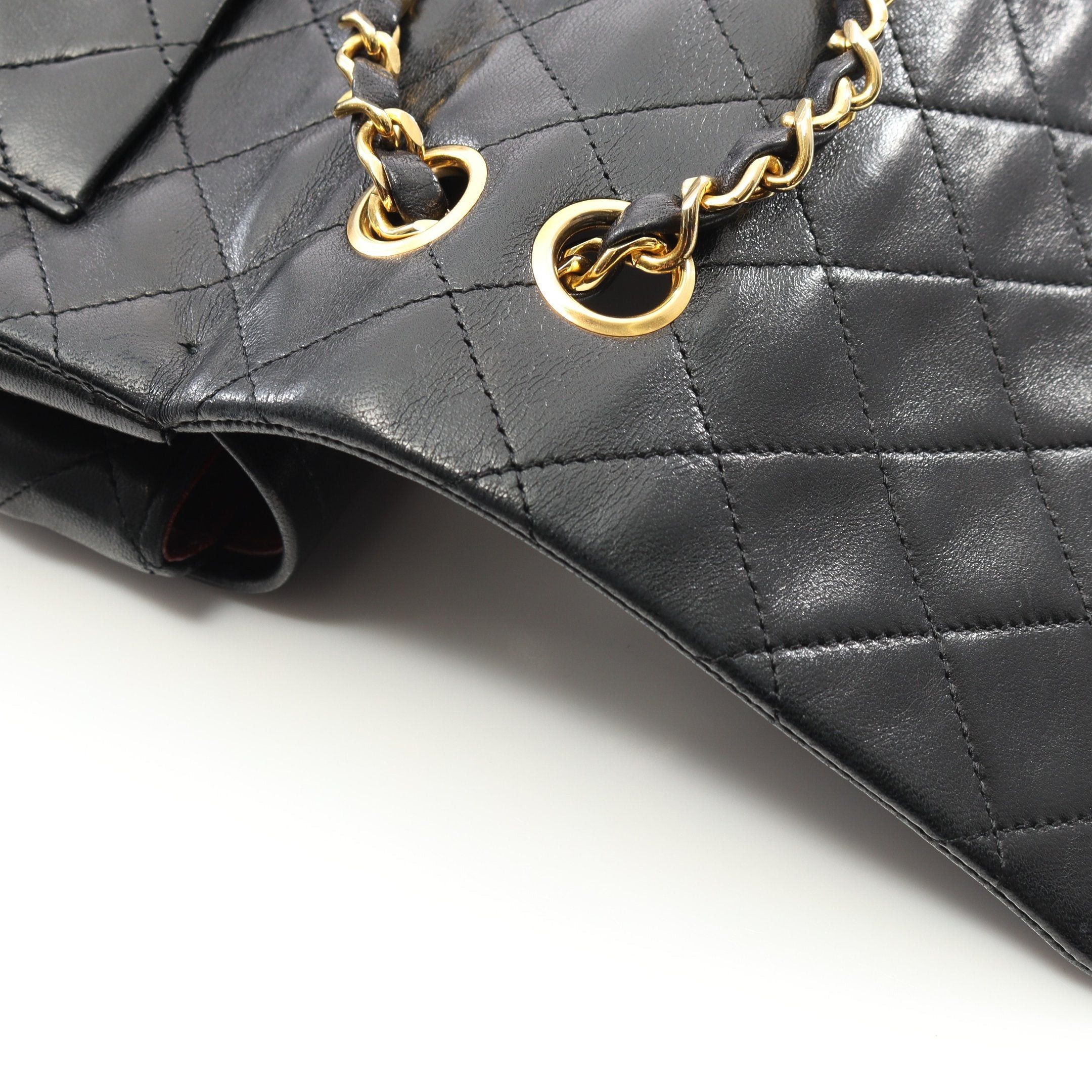 Chanel Chanel Matelasse Double Flap Chain Shoulder Bag Lambskin Black Gold Hardware Size ONE SIZE - 11 Thumbnail