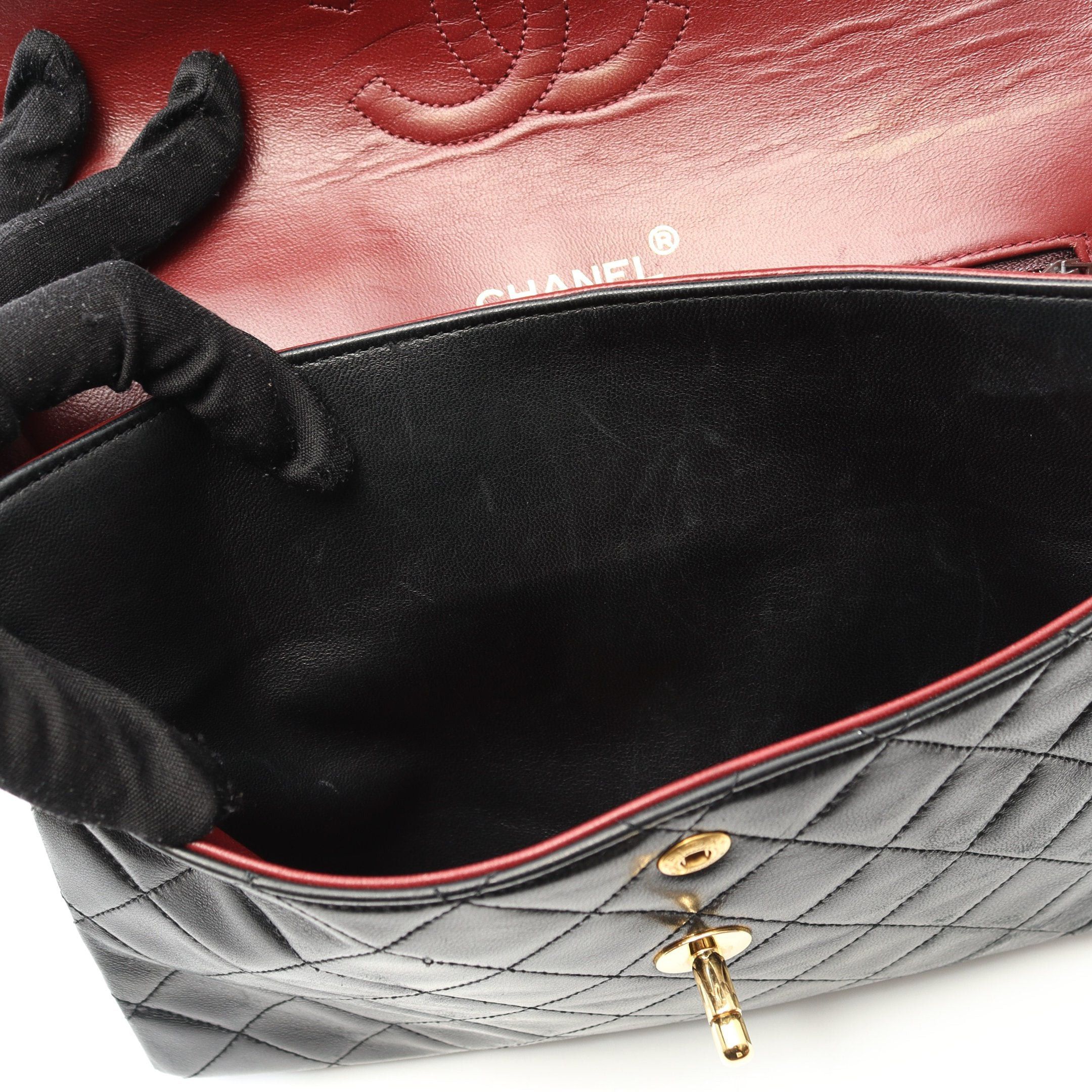 Chanel Chanel Matelasse Double Flap Chain Shoulder Bag Lambskin Black Gold Hardware Size ONE SIZE - 12 Thumbnail