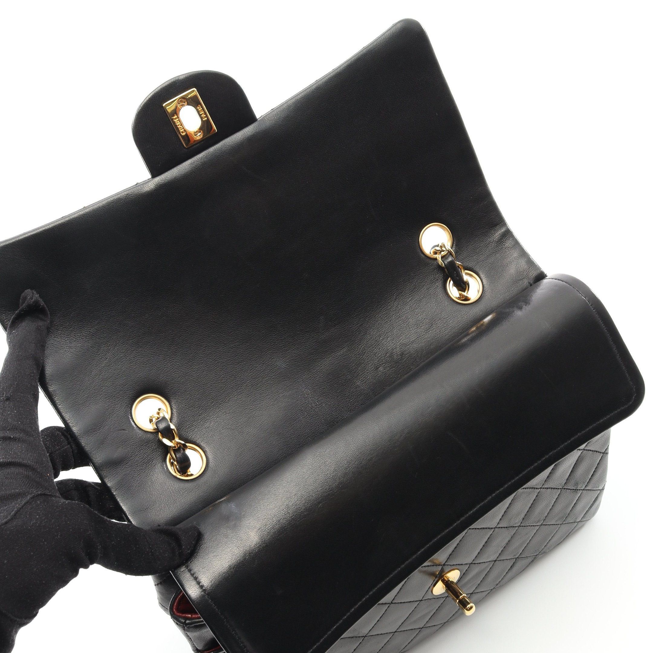 Chanel Chanel Matelasse Double Flap Chain Shoulder Bag Lambskin Black Gold Hardware Size ONE SIZE - 7 Thumbnail