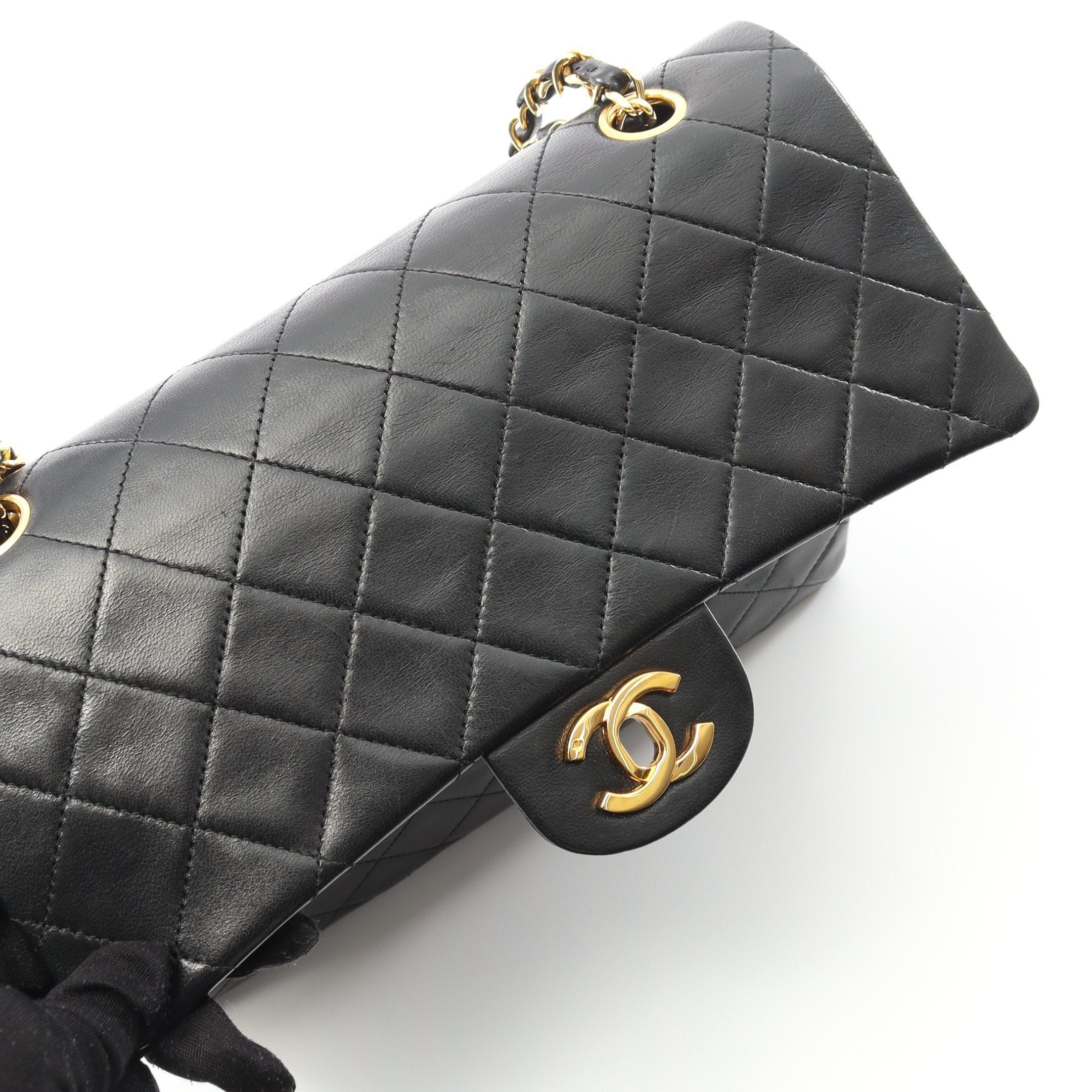 Chanel Chanel Matelasse Double Flap Chain Shoulder Bag Lambskin Black Gold Hardware Size ONE SIZE - 8 Thumbnail