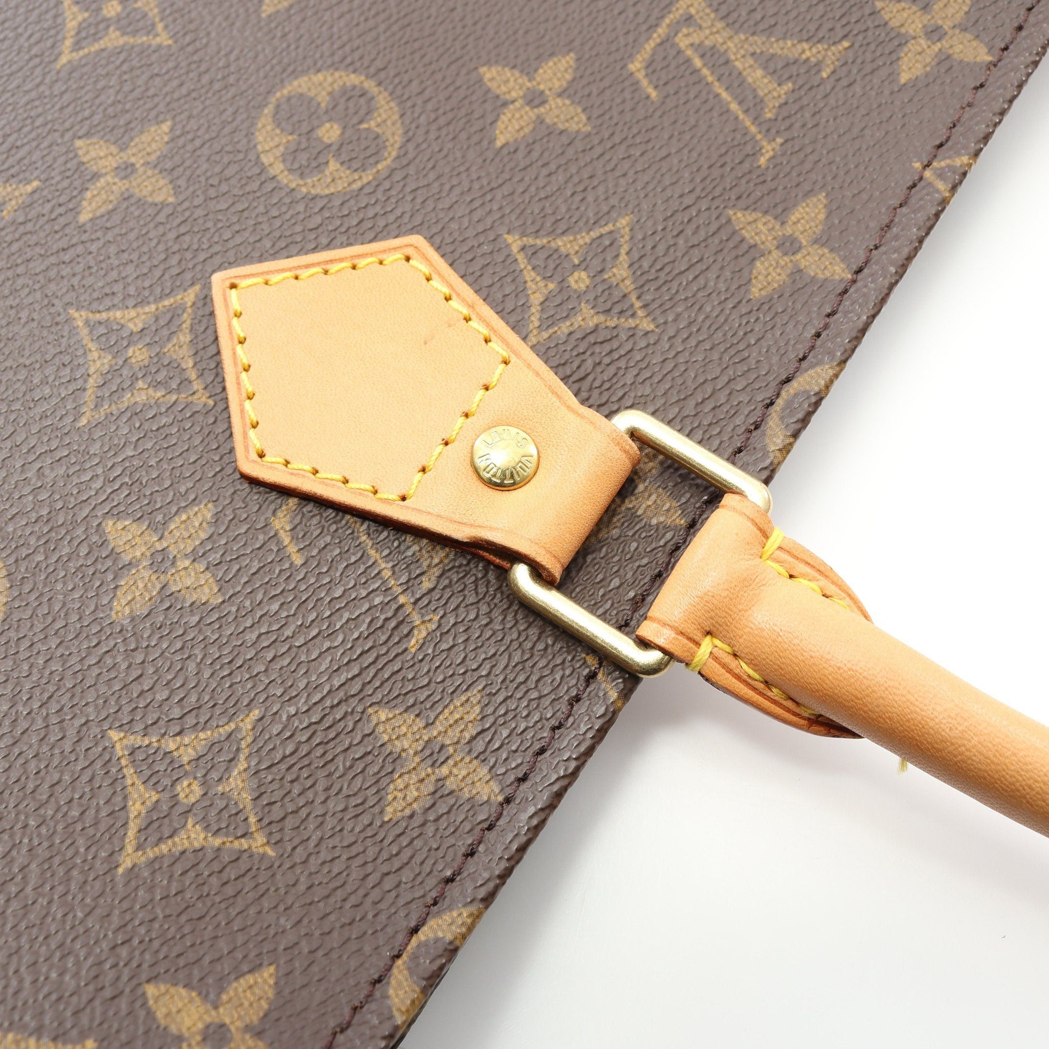 Louis Vuitton Louis Vuitton Sac Plat Monogram Handbag Tote Bag Leather Brown Size ONE SIZE - 9 Thumbnail