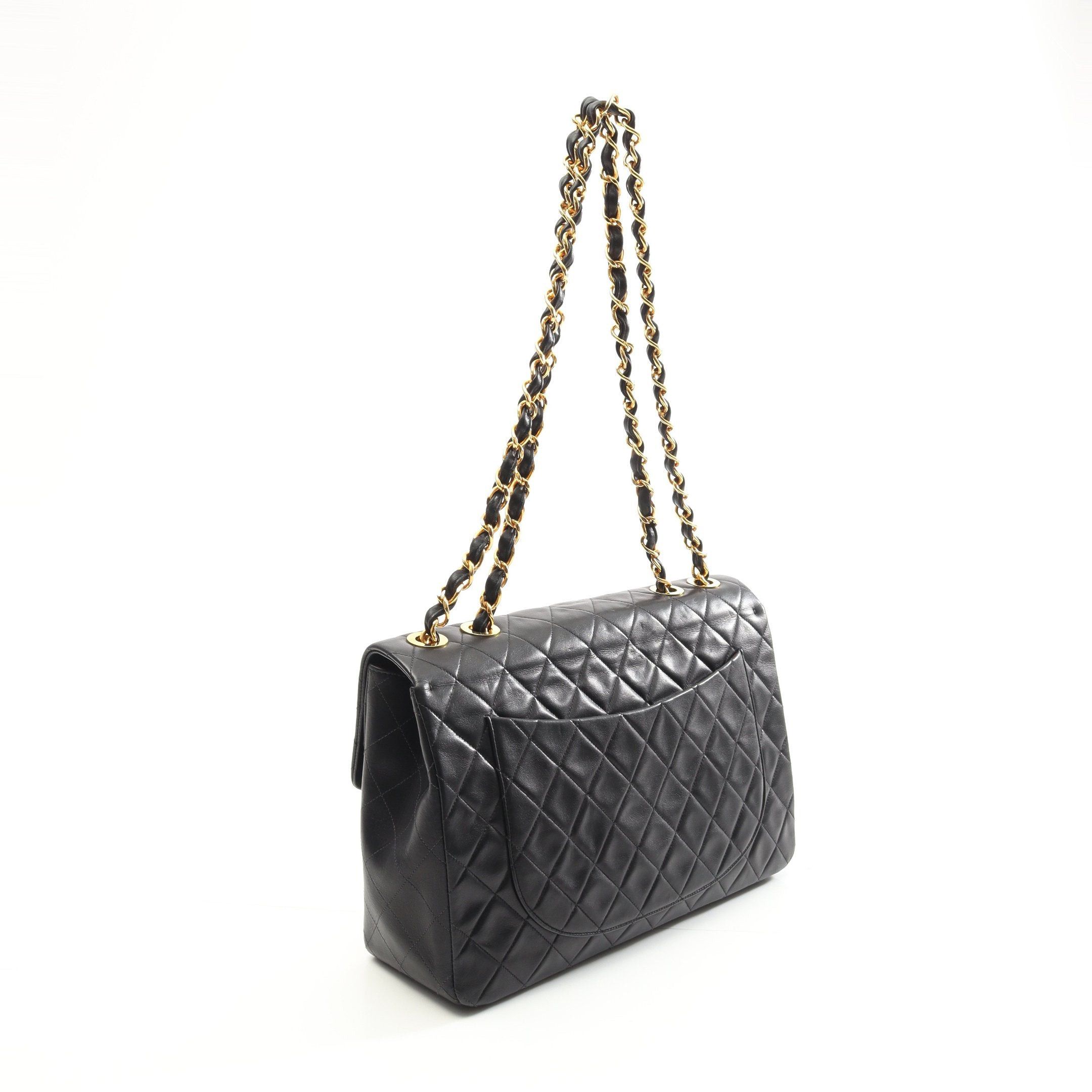 Chanel Chanel Decamatlassé 34 Double Chain Shoulder Bag Lambskin Black Gold Hardware Size ONE SIZE - 2 Thumbnail