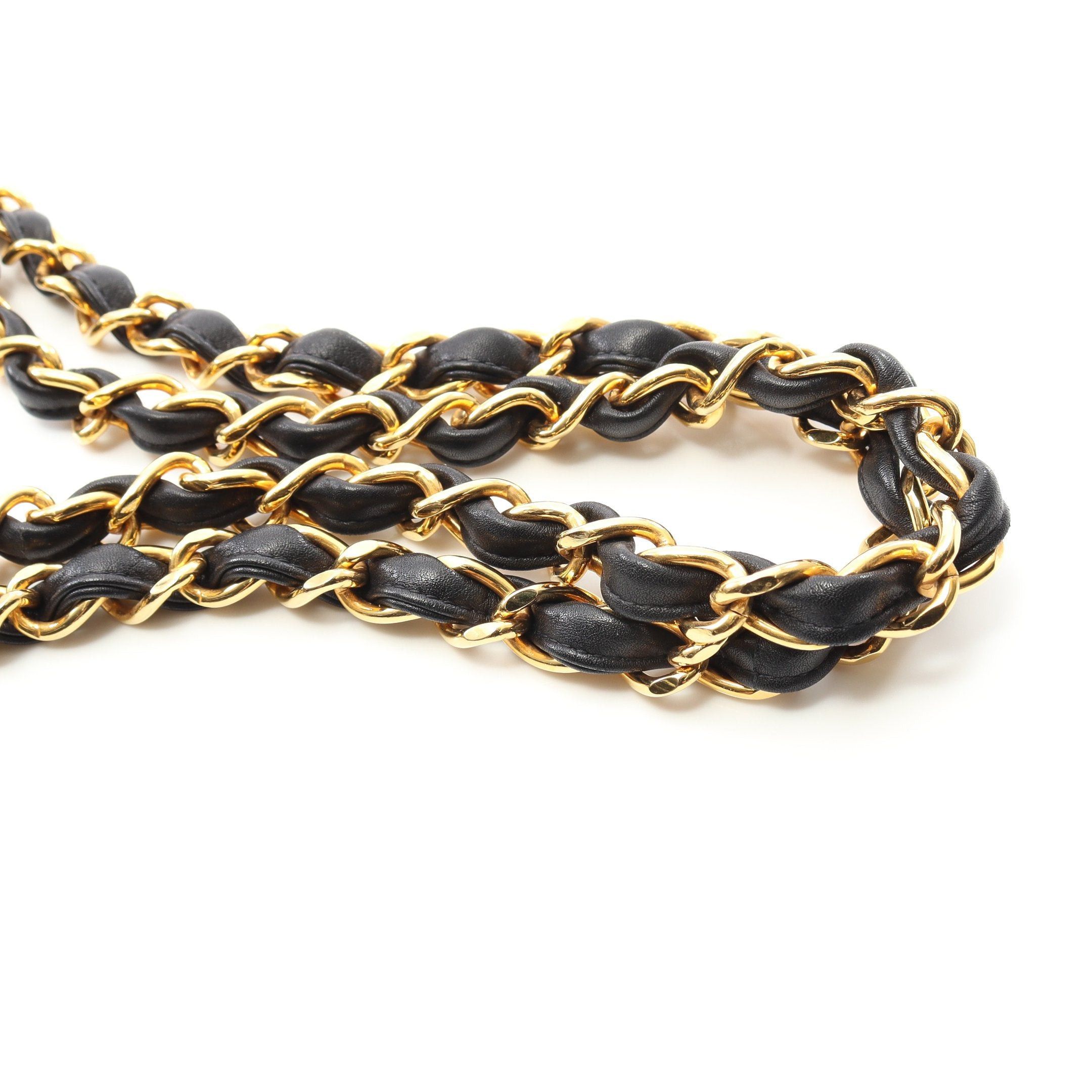 Chanel Chanel Decamatlassé 34 Double Chain Shoulder Bag Lambskin Black Gold Hardware Size ONE SIZE - 9 Thumbnail