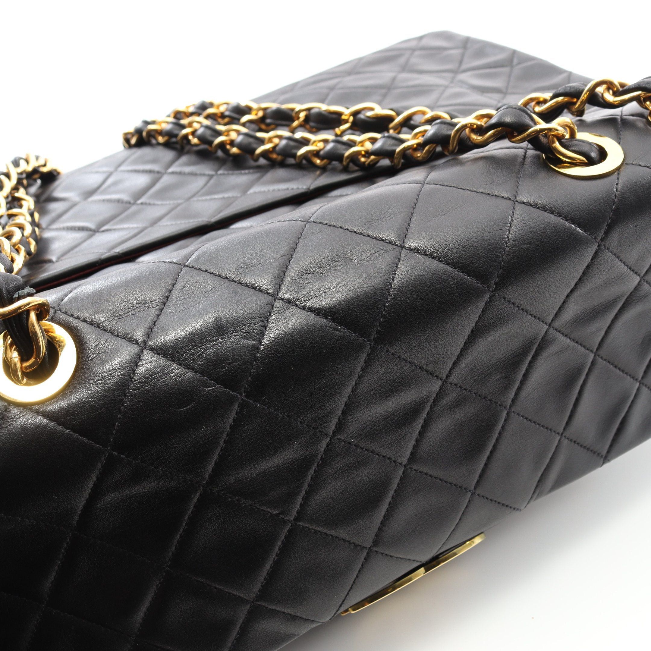 Chanel Chanel Decamatlassé 34 Double Chain Shoulder Bag Lambskin Black Gold Hardware Size ONE SIZE - 10 Thumbnail