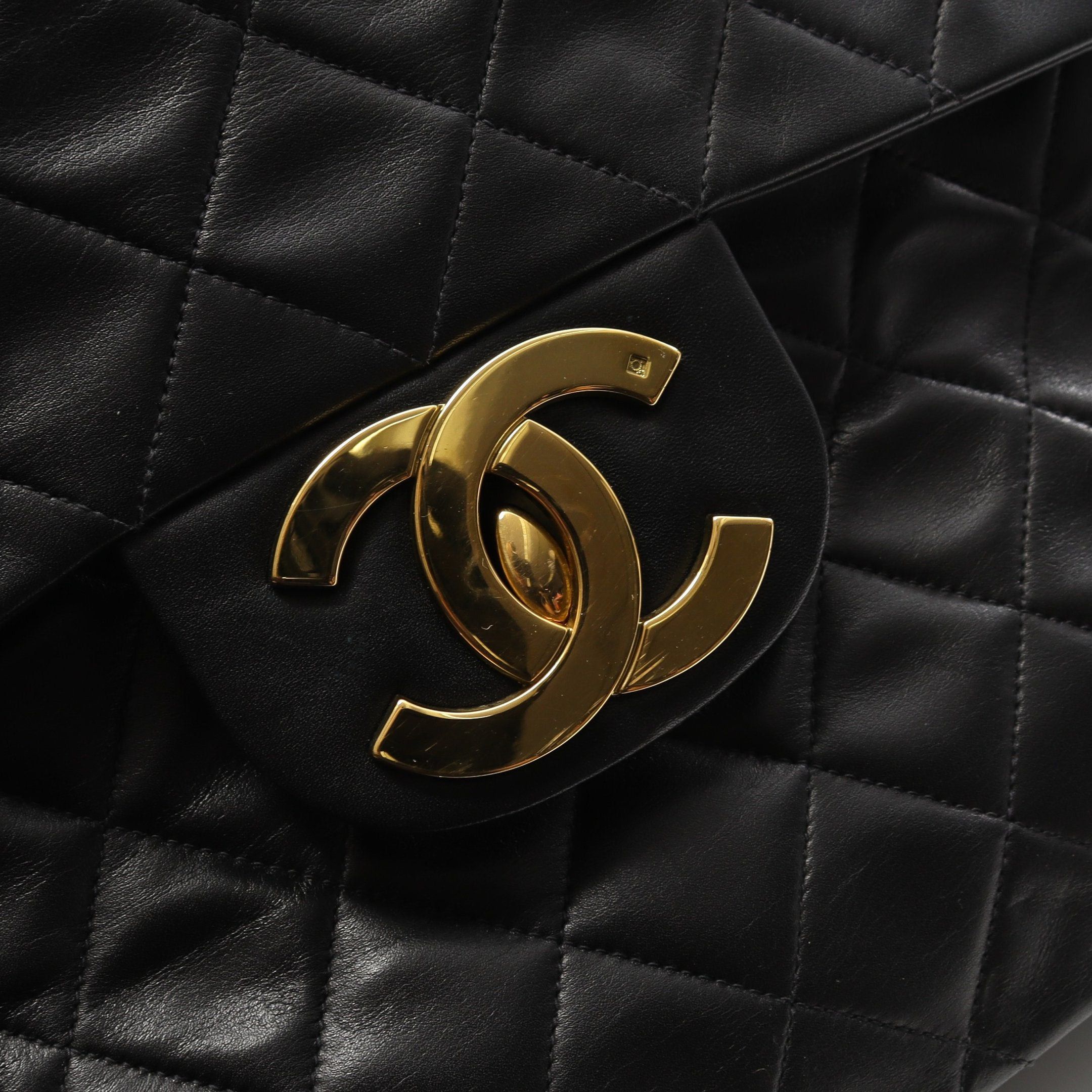 Chanel Chanel Decamatlassé 34 Double Chain Shoulder Bag Lambskin Black Gold Hardware Size ONE SIZE - 11 Thumbnail