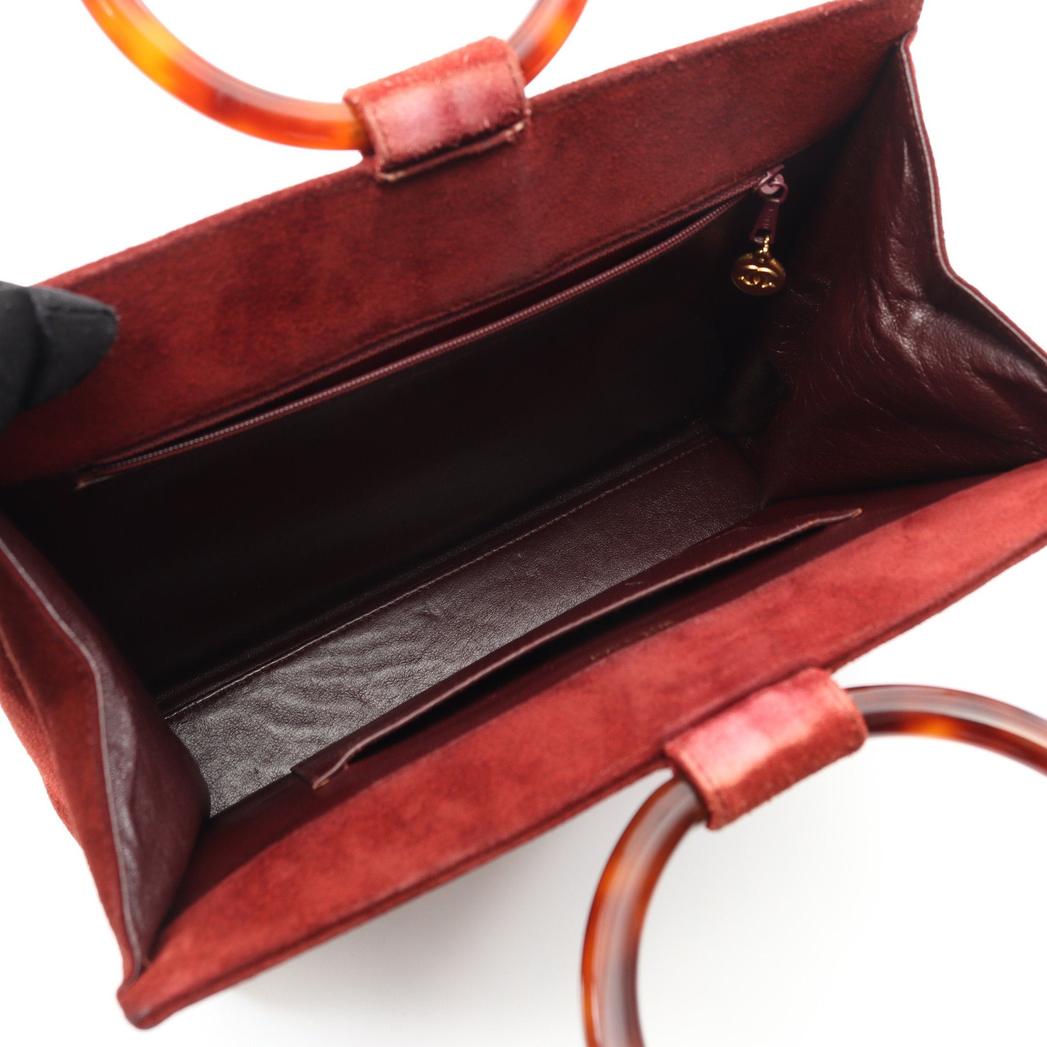 Chanel Chanel Coco Mark Handbag Suede Burgundy Brown Gold Hardware Size ONE SIZE - 3 Thumbnail