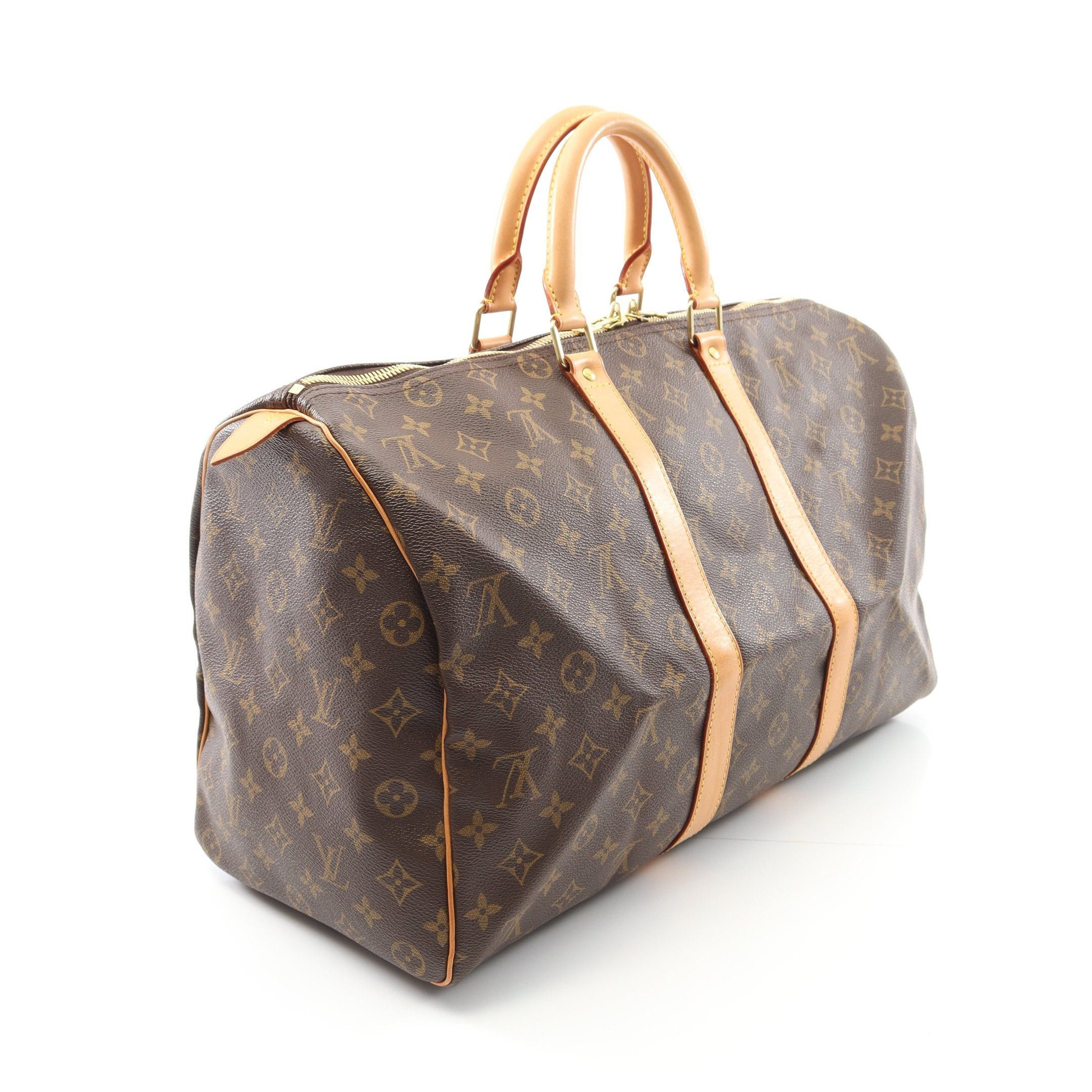 Louis Vuitton Louis Vuitton Keepall 45 Monogram Boston Bag Leather Brown Size ONE SIZE - 2 Thumbnail