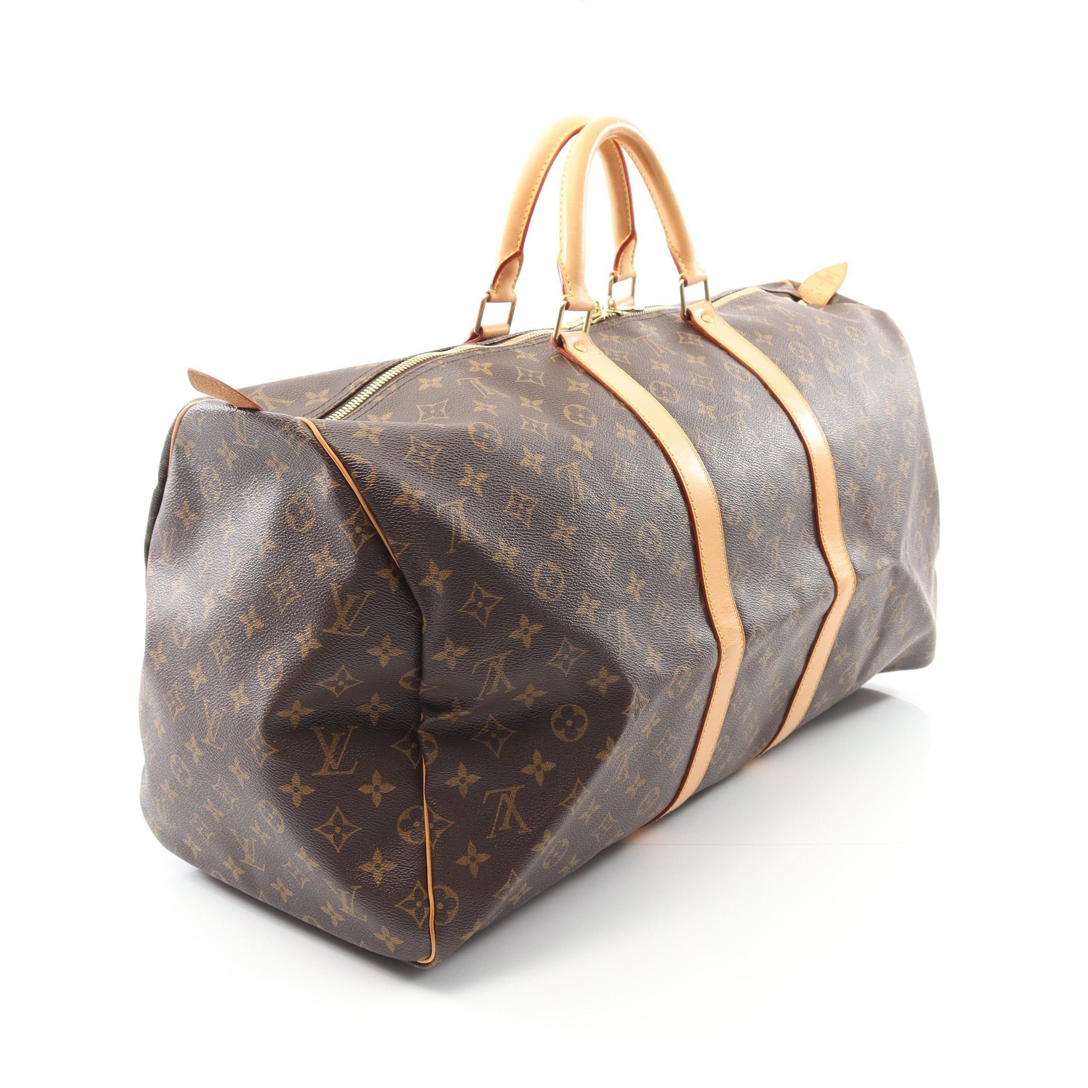 Louis Vuitton Louis Vuitton Keepall 55 Monogram Boston Bag Leather Brown Size ONE SIZE - 2 Thumbnail